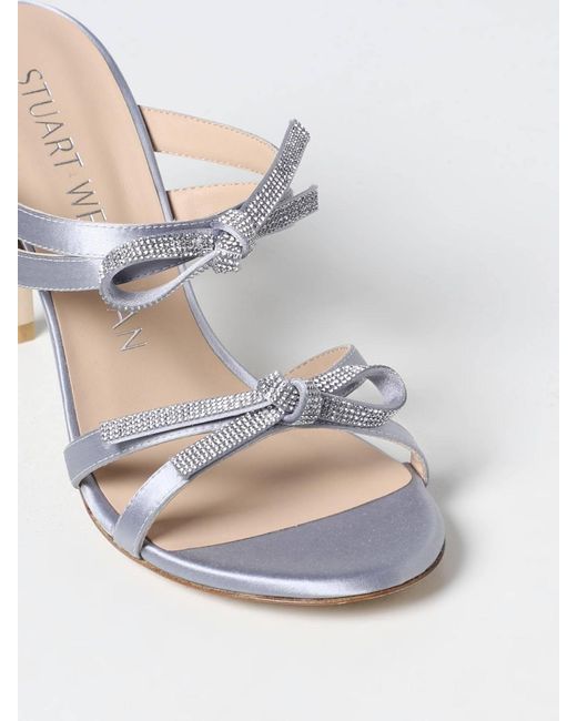 Stuart Weitzman White Open-Toed High-Heeled Sandals
