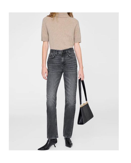 Anine Bing Gray Jackson Turtleneck Top
