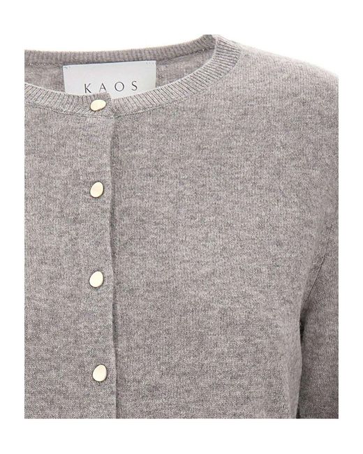 Kaos Gray Ribbed Button-Up Cardigan