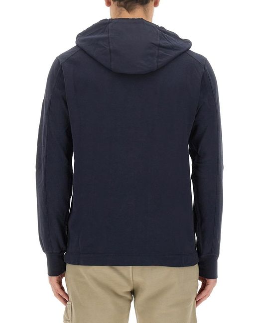 C P Company Blue Lens-Detail Cotton Hoodie for men