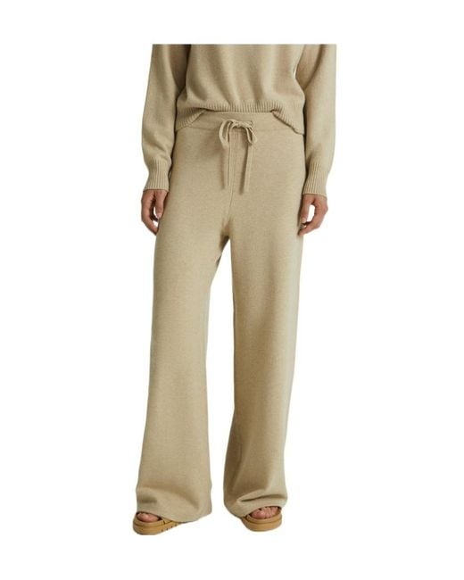 Yves Salomon Natural Knitted Wide-Leg Trousers