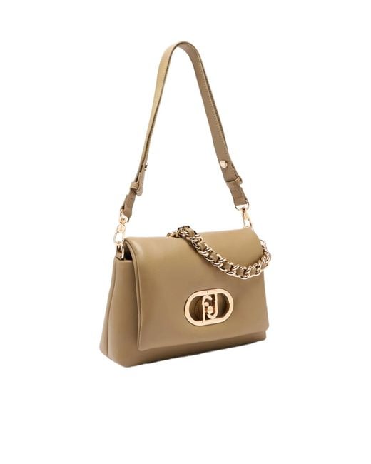 Liu Jo White Lapuffy Medium Braided Chain Logo Crossbody Bag