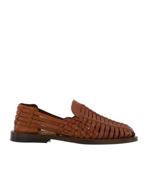 Brunello Cucinelli Brown Woven Leather Sandals for men