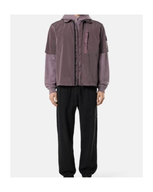 Stone Island Purple Logo Patch Short Sleeve Shirt for men
