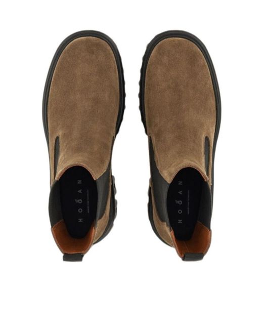 Hogan Brown Beatles Ankle Boots
