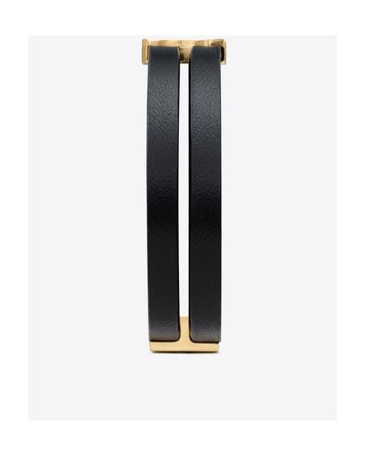 Saint Laurent White Cassandre Ysl Logo Plaque Bracelet