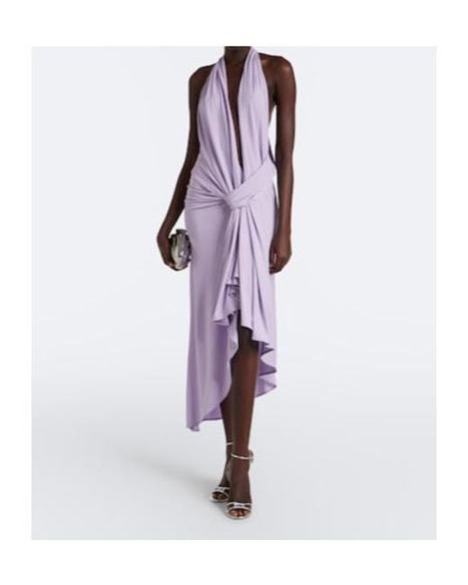 Christopher Esber Purple Spire Cascade Draped Midi Dress