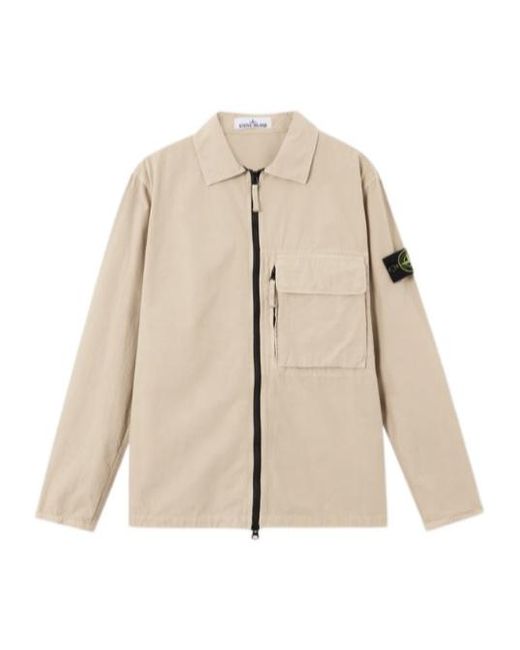 Stone Island Natural Zip-Front Patch-Pocket Jacket for men