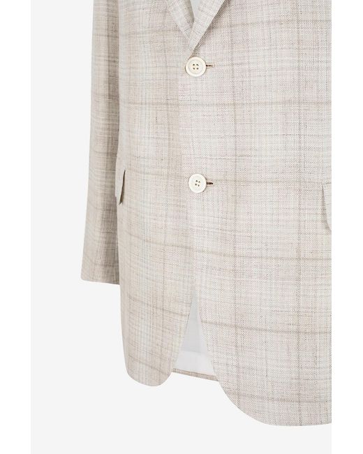 Brioni White Checked Wool-Blend Blazer for men