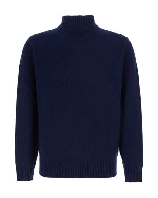 Kangra Cashmere Blue Long-Sleeve High-Neck Top for men
