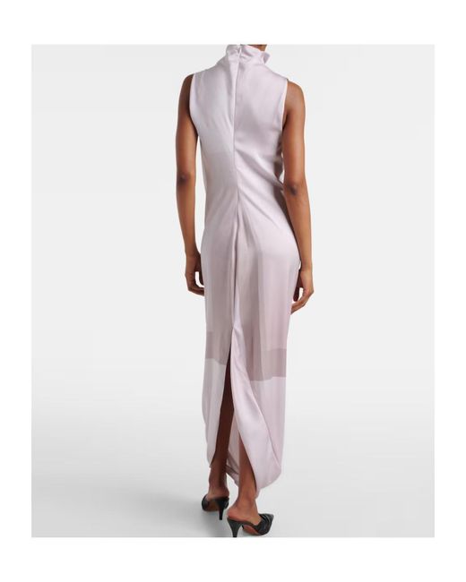 Jean Paul Gaultier Pink Trompe L'Œil Draped Satin Maxi Dress