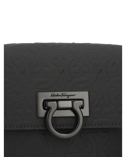 Ferragamo Black Logo Flip Satchel for men
