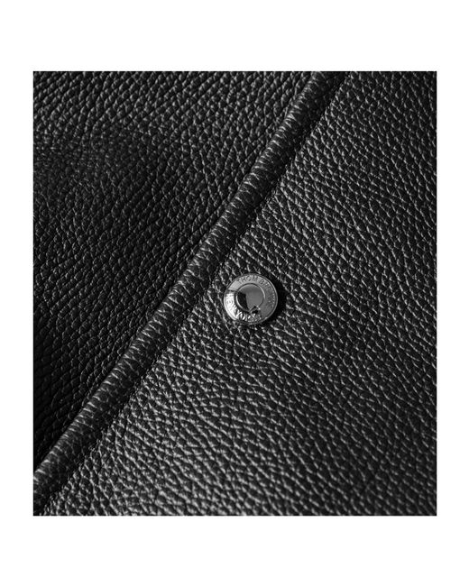 Thom Browne Black Versatile Leather Varsity Jacket for men