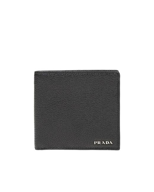 Prada Black Logo Folding Wallet for men