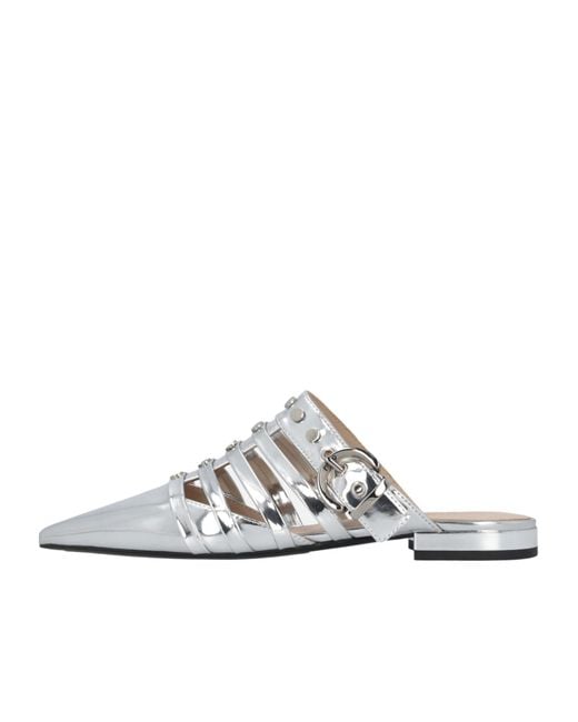 Pinko White Leather Mules
