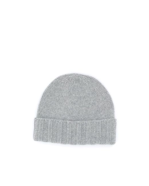 Drumohr Gray Ribbed Beanie Hat for men