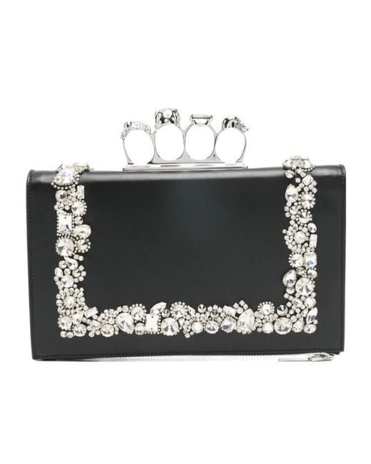 McQueen Black Knuckle Clutch Bag