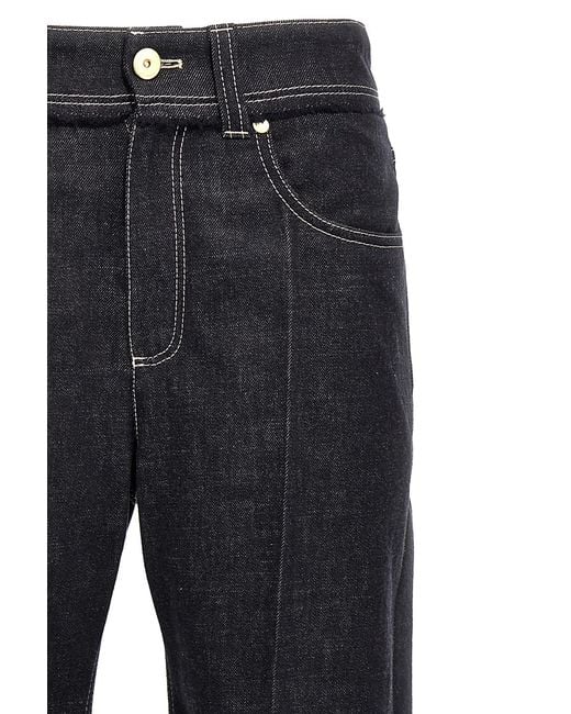 Brunello Cucinelli Black High-Waisted Turn-Up Brim Jeans