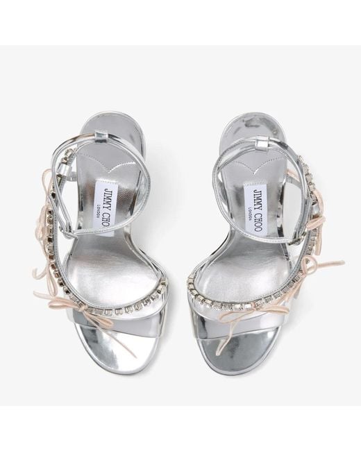 Jimmy Choo White Round-Toe High-Heeled Sandals