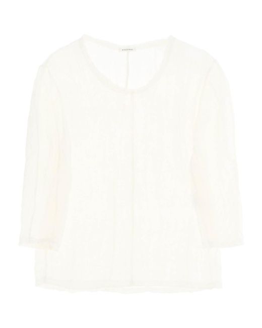 By Malene Birger White Crew-Neck Linen Top
