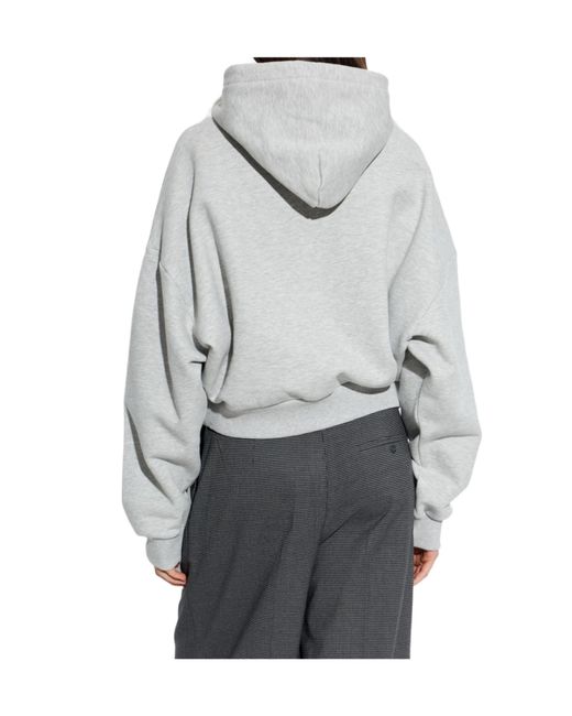 Vivienne Westwood Gray Logo Embroidered Cropped Hoodie