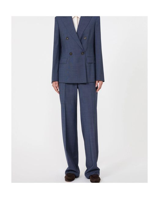 Max Mara Blue Casual Pants With Belt Loops