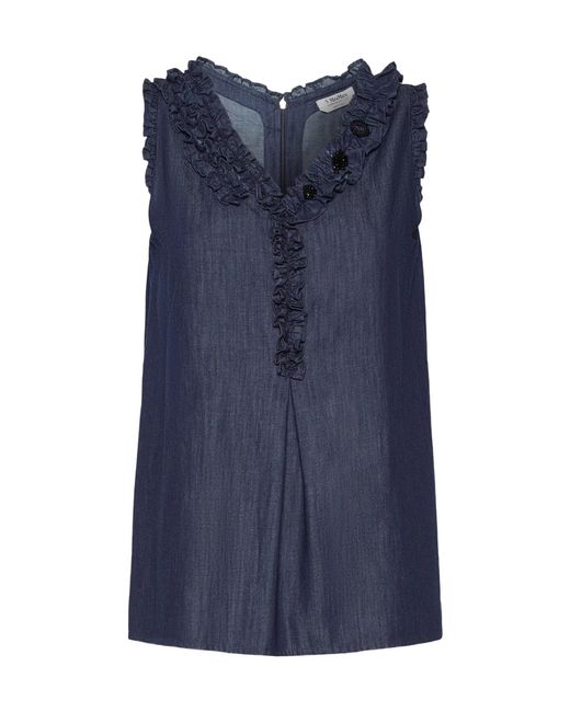 Max Mara Blue Sleeveless Cotton Denim Top