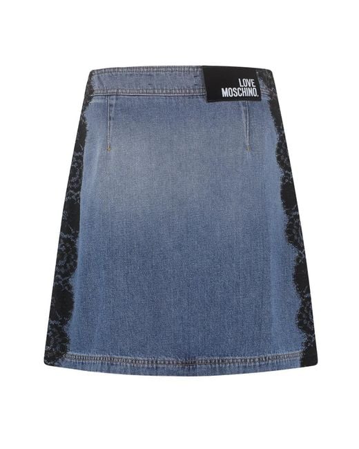 Moschino Blue Zipper Detail Denim Skirt
