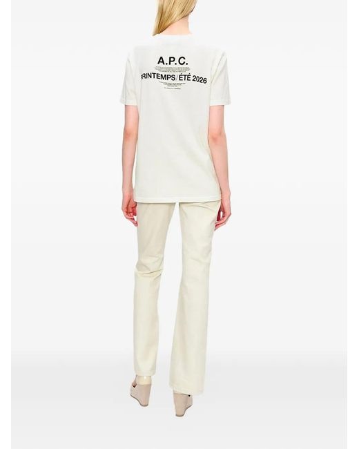 A.P.C. White Logo Printed Crewneck T-Shirt for men