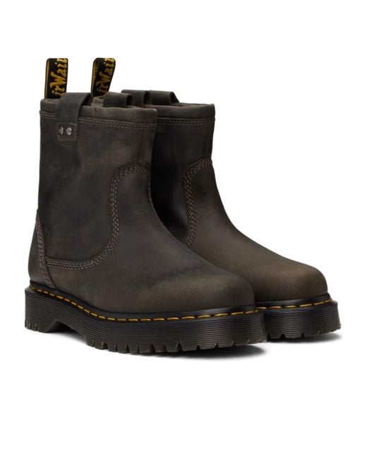 Dr. Martens Black Anistone Lo Leather Biker Boots for men