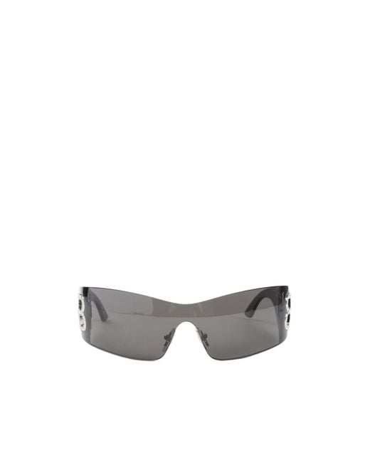 Balenciaga White Eyewear Bb-Rivet Oversized Sunglasses