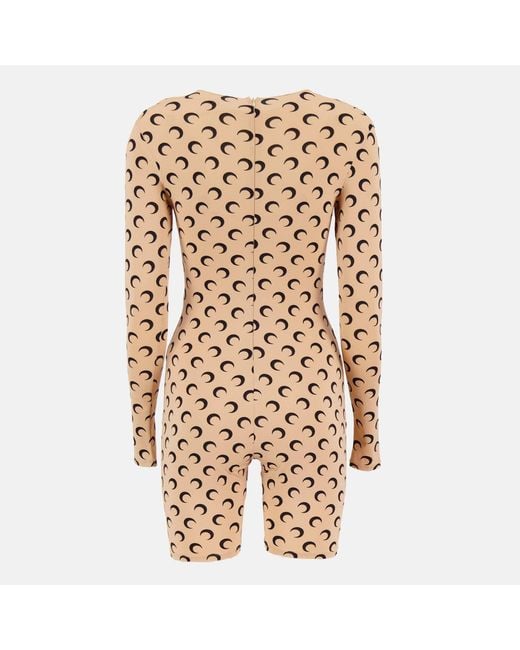 MARINE SERRE Natural Moon Print Short Jumpsuit