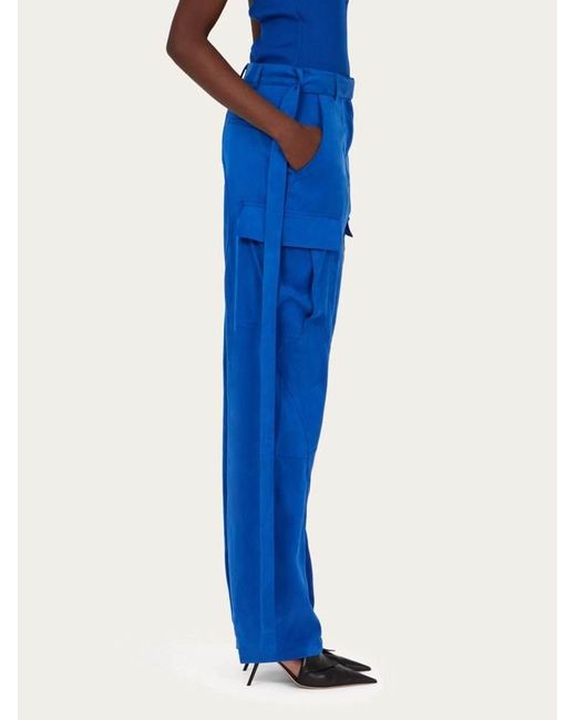 Ferragamo Blue Belted Cargo Trousers