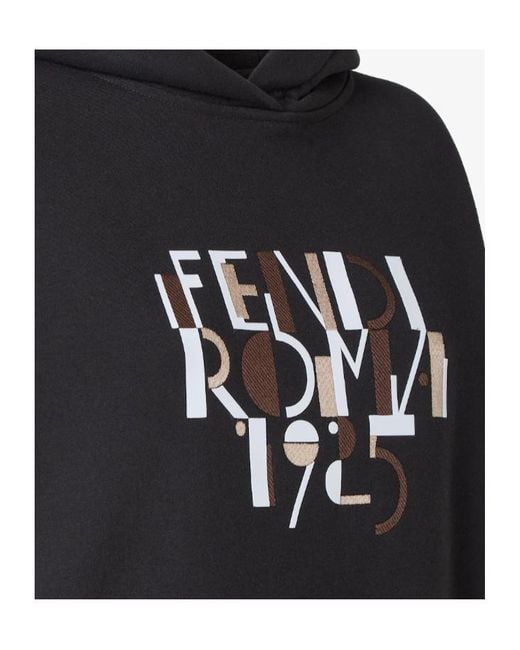 Fendi Black Roma Logo Printed Hoodie