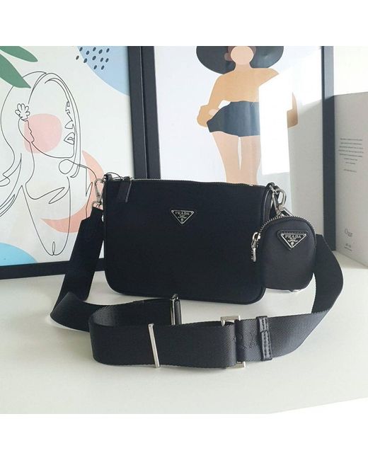 Prada Black Saffiano-Leather Shoulder Bag for men