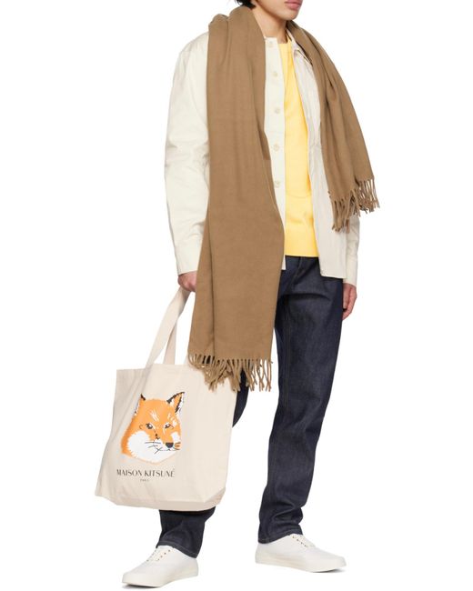 Maison Kitsuné White Profile Fox Cotton Gabardine Shirt for men