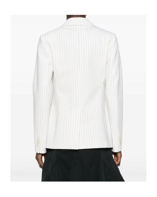 P.A.R.O.S.H. White Striped Single-Breasted Blazer
