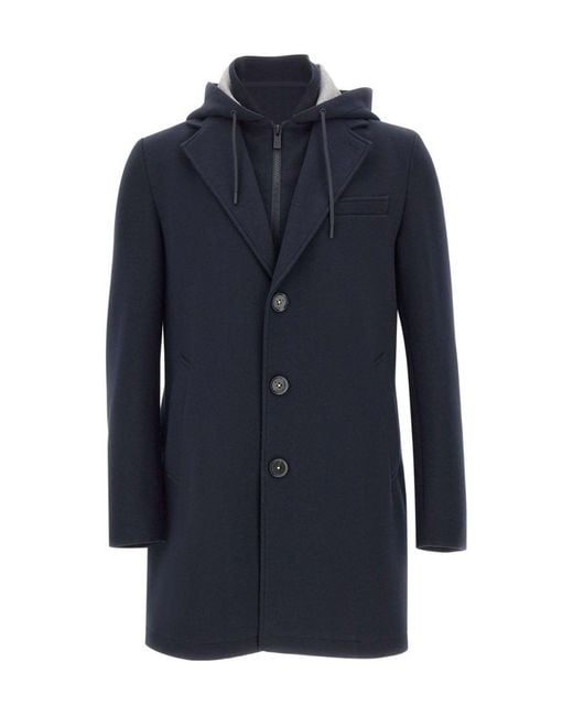 Manuel Ritz Blue Sempre Hooded Coat for men