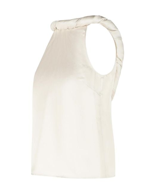 Loulou de Saison White Wilma Draped Collar Top