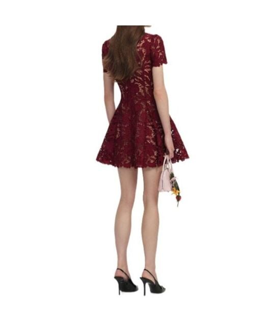 Self-Portrait Red Lace Mini Dress