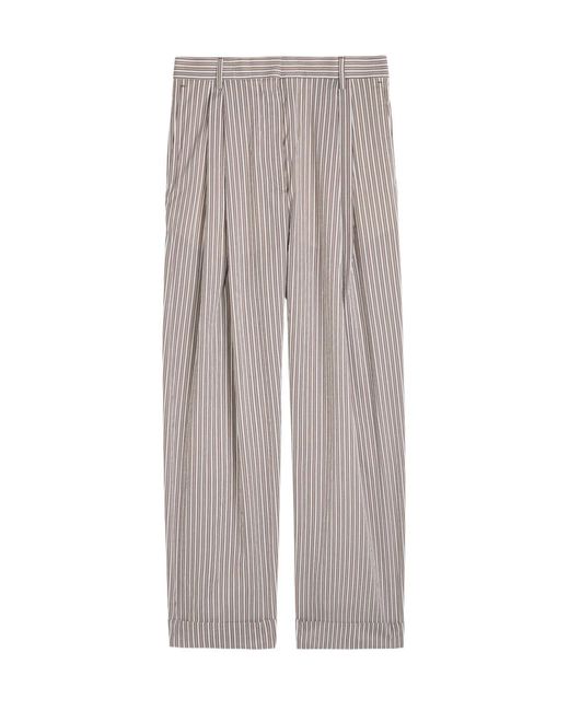 Dries Van Noten Gray Partan Striped Cotton-Blend Trousers