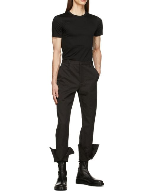 Dion Lee Black Split Fray-Trim Trousers for men
