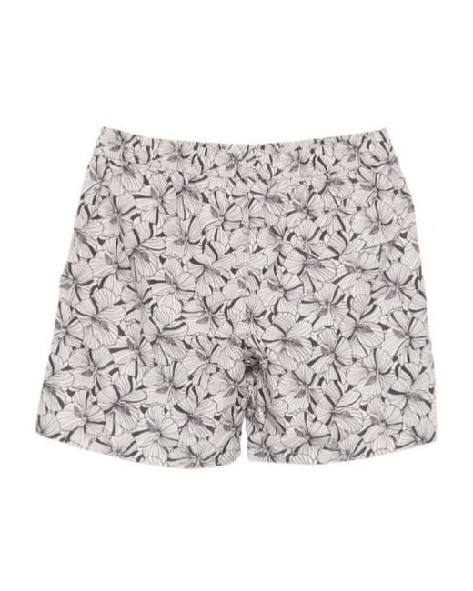 Eleventy Gray Wide-Leg Swim Trunks for men