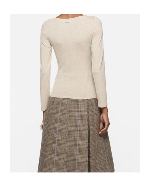 Acne White Bow-Detail Long-Sleeve T-Shirt