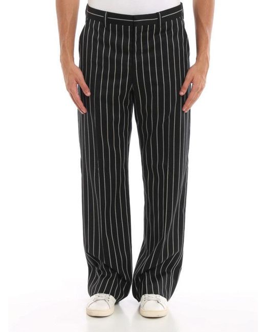Burberry Black Pinstripe Twill Casual Trousers for men