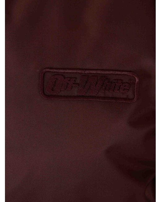 Off-White c/o Virgil Abloh Brown Logo-Patch Zip-Up Bomber Jacket