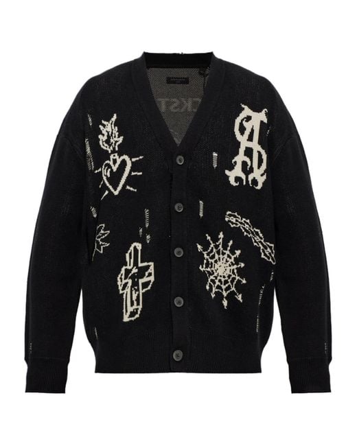 AllSaints Black V-Neck Long-Sleeved Knit Top for men