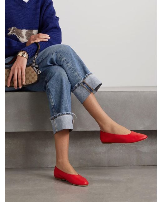 Staud Red Alba Ballet Flats