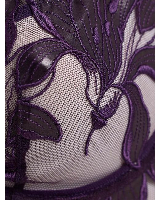 Fleur du Mal Purple Lily Embroidery Underwired Demi Bra