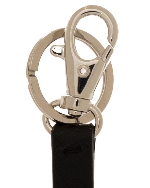DSquared² White Logo Plaque Lobster Claw Fastened Keyring for men